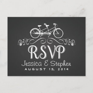 Postal De Invitación RSVP Tandem Bicycle for Two Chalkboard Responder