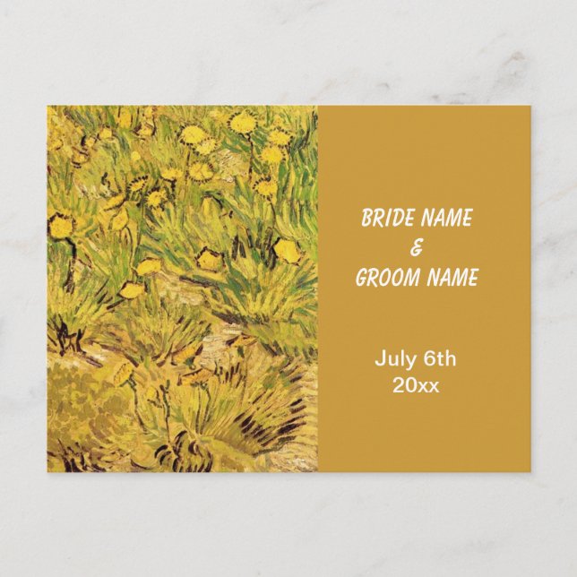 Postal De Invitación RSVP, un campo de flores amarillas (Anverso)