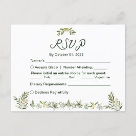 Postal de invitación RSVP verde oliva moderna