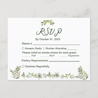 Postal de invitación RSVP verde oliva moderna