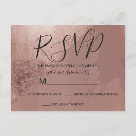 Postal De Invitación RSVPs de Relieve metalizado moderno Rosa Gold Faux