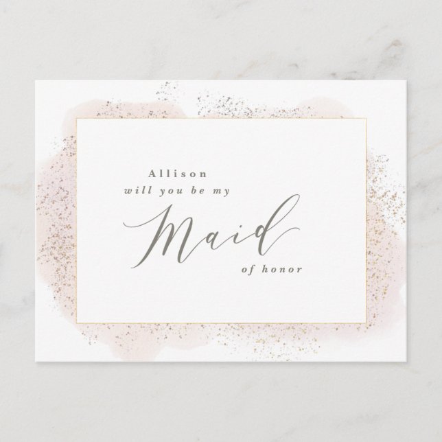 POSTAL DE INVITACIÓN RUBOR TOUCH MAID OF HONOR POSTCARD. (Anverso)