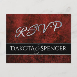 Postal De Invitación Ruby Boda | RSVP Crimson Garnet Red and Black |