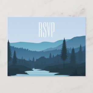 Postal De Invitación Ruido forestal de montaña con pinos