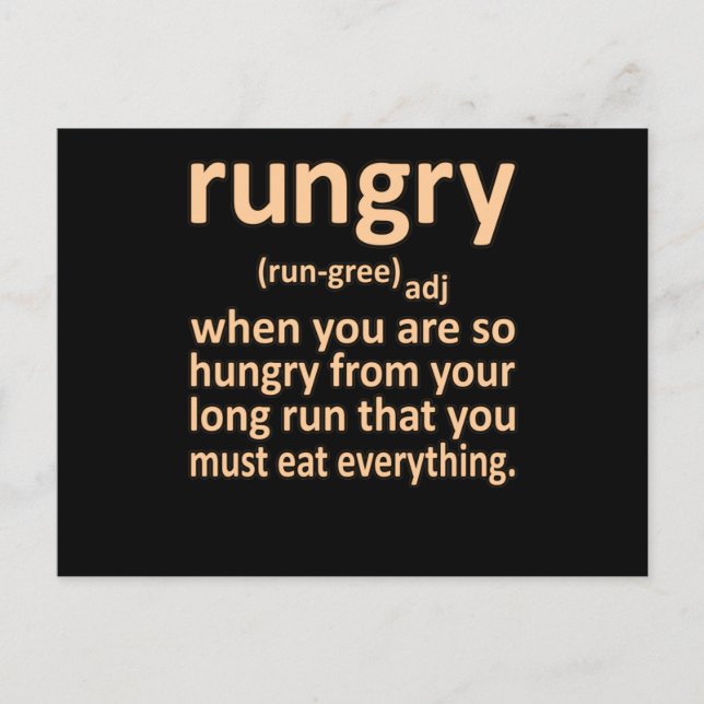 Postal De Invitación Rungry Definition Half Marathon Runner Running Gra (Anverso)