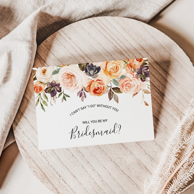 Postal De Invitación Rustic Autumt Elegant Floral Bridesmaid (Subido por el creador)