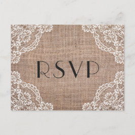 Postal De Invitación Rustic Burlap con esquinas de encaje | Elección de