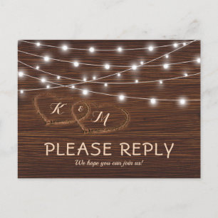 Postal De Invitación Rustic Country Barn Wood Wedding RSVP