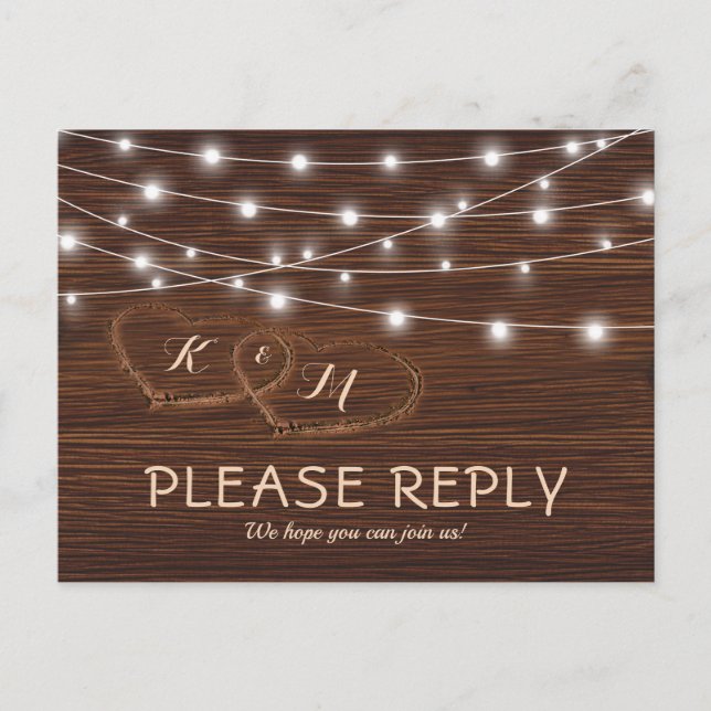 Postal De Invitación Rustic Country Barn Wood Wedding RSVP (Anverso)