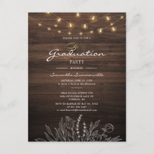 Postal De Invitación Rustic Graduation Party 2022 String Lights