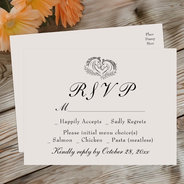 Postal De Invitación Rustic Horse Western Country Ivory Wedding RSVP (Subido por el creador)