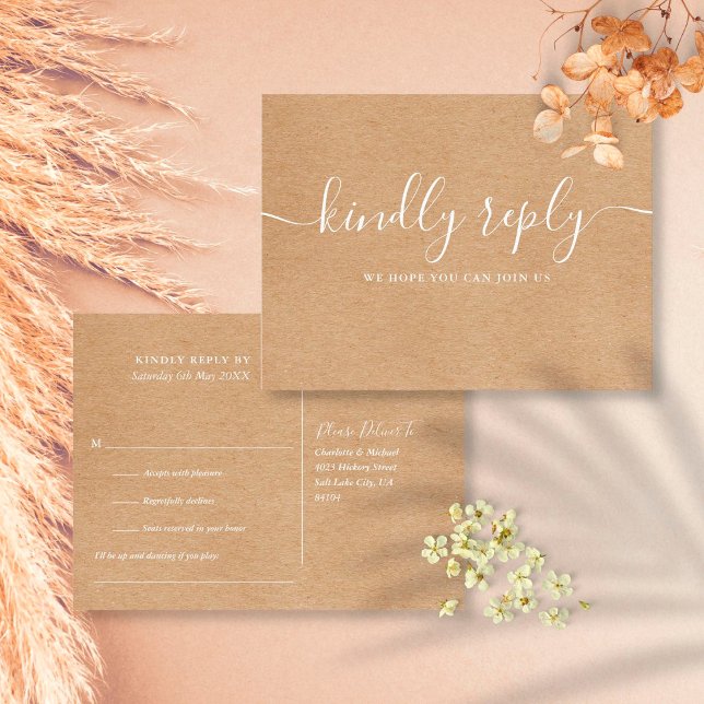 Postal De Invitación Rustic Kraft Song Request RSVP Postcard (Subido por el creador)