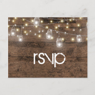 Postal De Invitación Rustic Mason Jar String ilumina RSVP