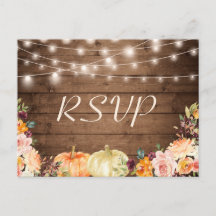 Rustic Otoño Floral String Lights Wedding RSVP