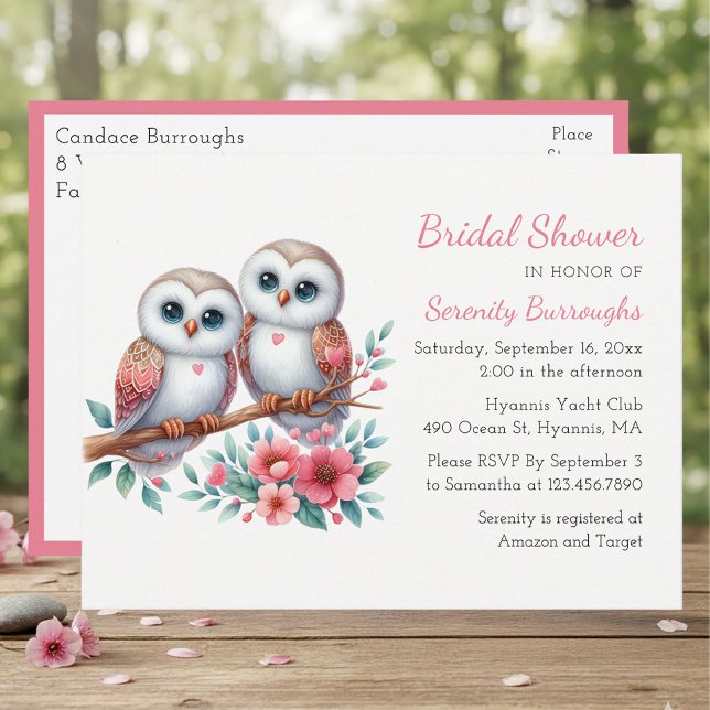 Postal De Invitación Rustic Owl Couple Boho Country Bridal Shower (Subido por el creador)