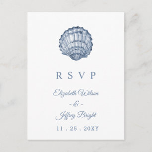 Postal De Invitación Rustic Seashells Marine Ocean Beach Wedding RSVP