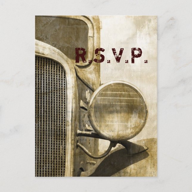 Postal De Invitación Rustic Truck Western Country Farm Wedding RSVP (Anverso)
