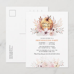 Postal De Invitación Rústica Amistad Floral Caída Sale Calabaza