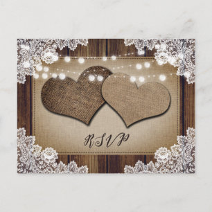 Postal De Invitación Rústica Boda de campo RSVP Postcard Elección de Co