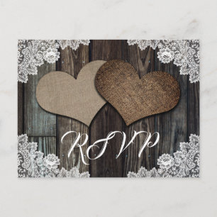 Postal De Invitación Rústica Boda de campo RSVP Postcard Elección de Co