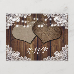 Postal De Invitación Rústica Boda de campo RSVP Postcard Elección de Co