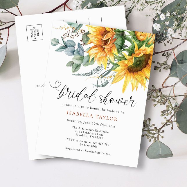 Postal De Invitación Rústica elegante ducha de novia con girasol (Subido por el creador)
