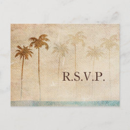 Postal De Invitación Rústica Palm Trees Beach Wedding rsvp