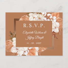 Postal De Invitación Rústica Terracota Boho Pampas Orchids RSVP