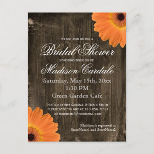 Postal De Invitación Rústico Barn Wood Bridal Shower Invitan POSTCARDS