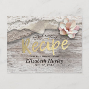 Postal De Invitación Rústico Barn Wood Burlap Lace Floral Bridal Shower