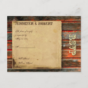 Postal De Invitación Rústico Barn Wood Graffiti Heart Window RSVP