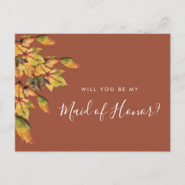 Postal De Invitación Rústico Boda de otoño serás mi empleada de honor