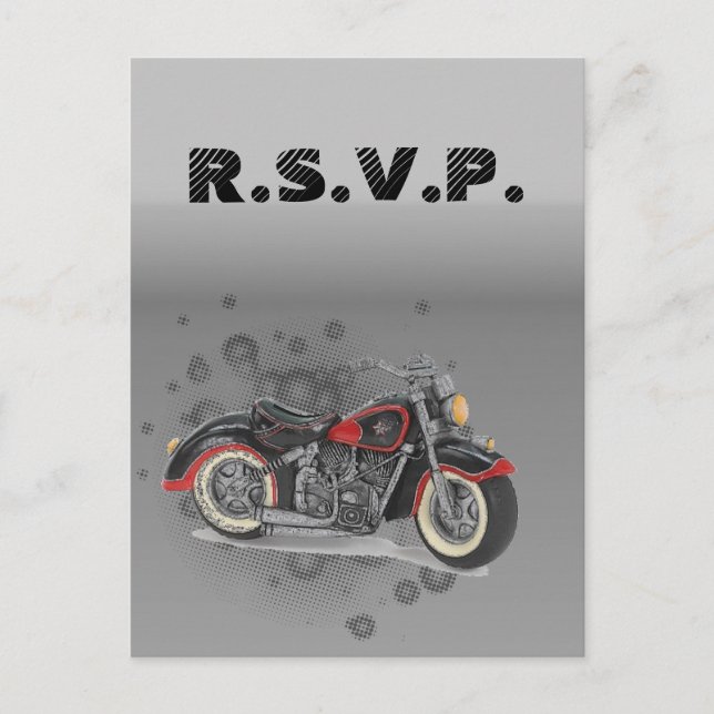 Postal De Invitación Rústico grunge Motociclismo Boda rsvp (Anverso)