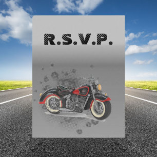 Postal De Invitación Rústico grunge Motociclismo Boda rsvp