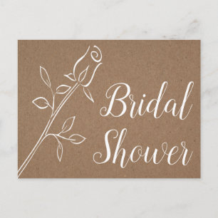 Postal De Invitación Rústico Kraft Bridal Shower Country Rosa de Boda