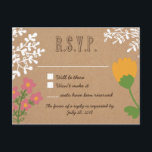 Postal De Invitación Rústico macarrón de masón con flores en papel de a<br><div class="desc">Esta colección de invitaciones a la boda incluye un rústico tarro de albañil dibujado a mano lleno de flores sobre un fondo de papel artesanal. Un borde de hojas le da un toque exterior, lo que lo hace perfecto para bodas de primavera y verano. El color de fondo se puede...</div>
