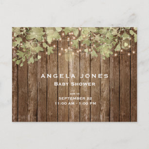 Postal De Invitación Rústico marfil y luces de la valla de madera Códig