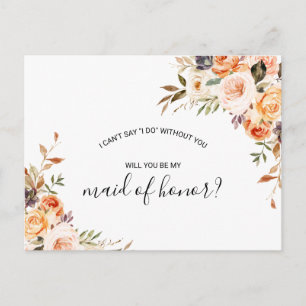 Postal De Invitación Rústico otoño elegante y florida empleada de honor