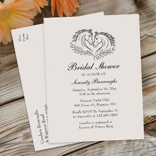 Postal De Invitación Rústico País de Caballos Occidente Elegante Ducha 