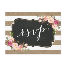 Rústico País Linen Burlap Boda Floral RSVP
