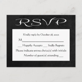 Postal De Invitación Rústico RSVP Carlón Blanco Y Negro (Sin Comida)