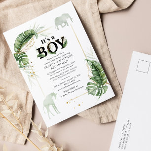 Postal De Invitación Safari Animals Boys Jungle Couples Baby Shower