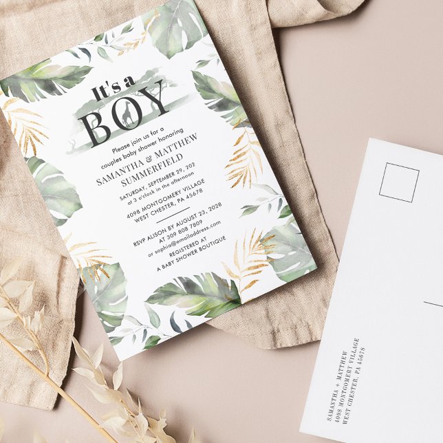 Postal De Invitación Safari Jungla Giraffe Parejas Bebé Ducha (Subido por el creador)