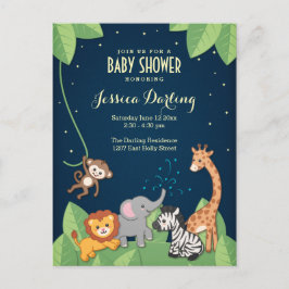 Postal De Invitación Safari Jungle Animals Adorable Baby Shower