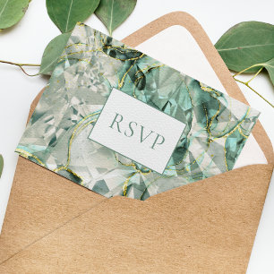 Postal De Invitación Sage Green Aventurine Gemstone Wedding RSVP