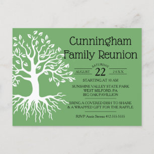 Postal De Invitación Sage Green Family Reunion Family Tree Silhouette