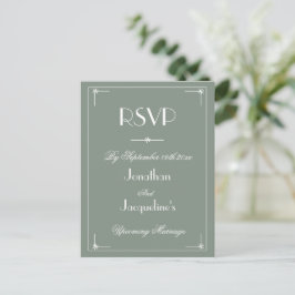 Postal De Invitación Sage Sage Sage Green Classic Wedding RSVP
