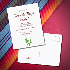 Postal De Invitación Saguaro Cactus Desert Cinco de Mayo Fiesta