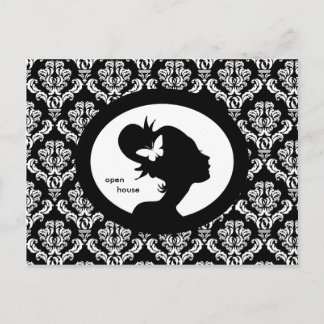Postal De Invitación Salon Card Butterfly Woman Silhouette