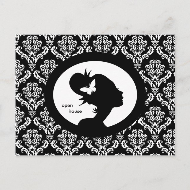 Postal De Invitación Salon Card Butterfly Woman Silhouette (Anverso)